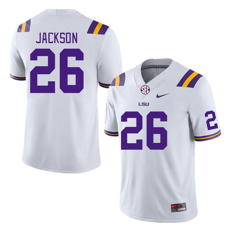 Men #26 Kaleb Jackson LSU Tigers College Football Jerseys Stitched Sale-White - Click Image to Close